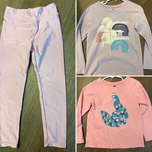 Tea Collection Shine leggings + 2 LS graphic tees